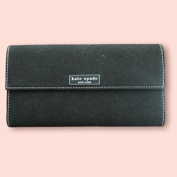 NWT Kate Spade Black Canvas Continental Wallet - Picture 1 of 7